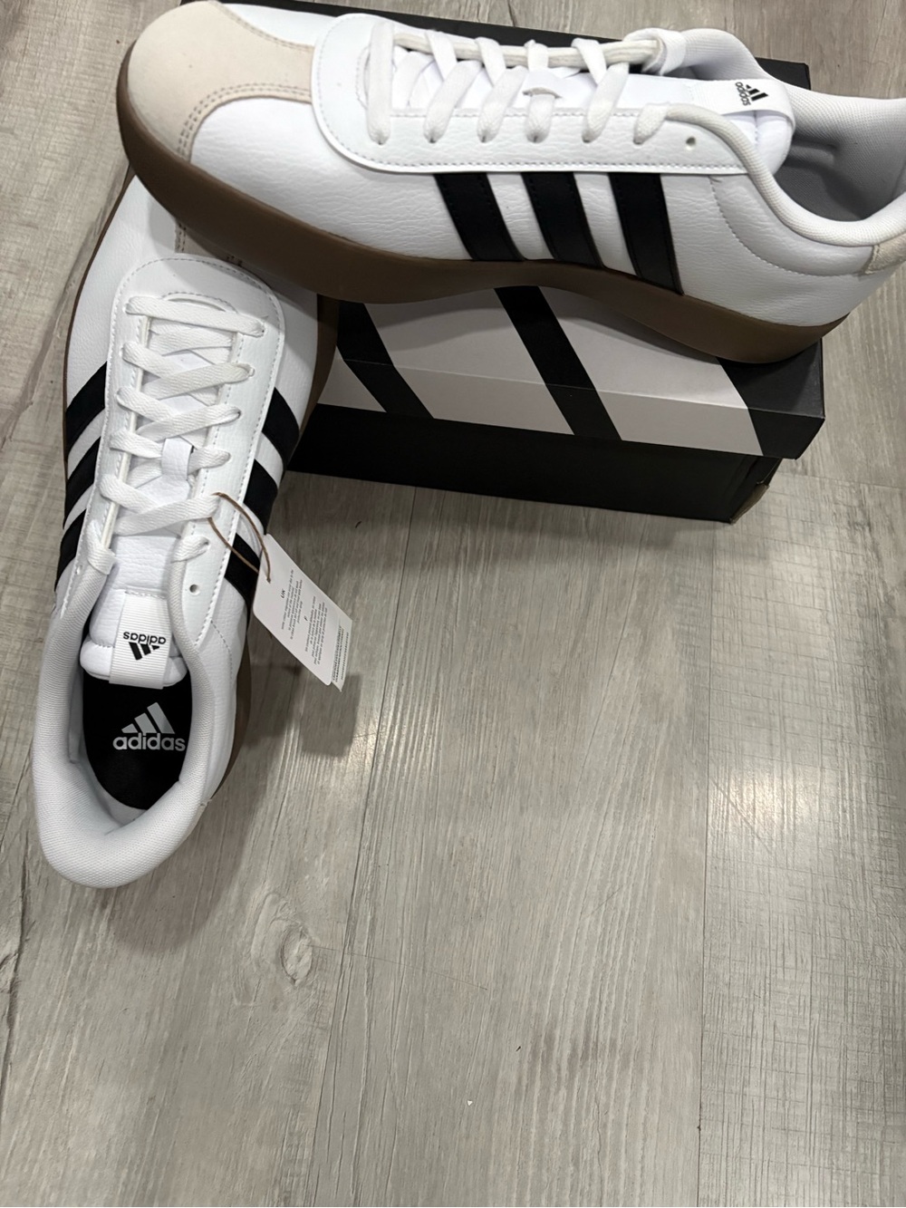 adidas White and Black Low-Top Sneakers with Gum Sole size 13